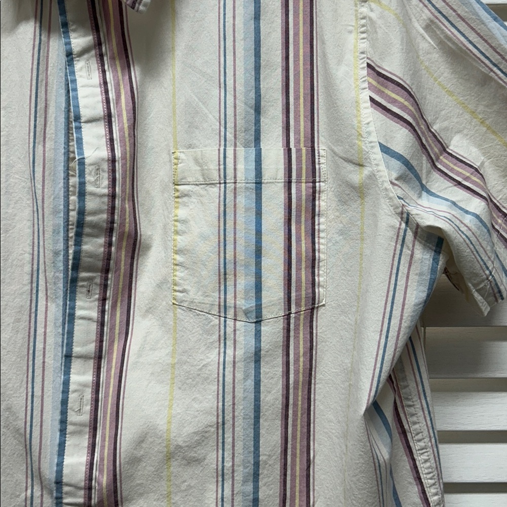 Goodfellow & Co Men’s Short Sleeve Striped Button-Up Shirt - White/Multi